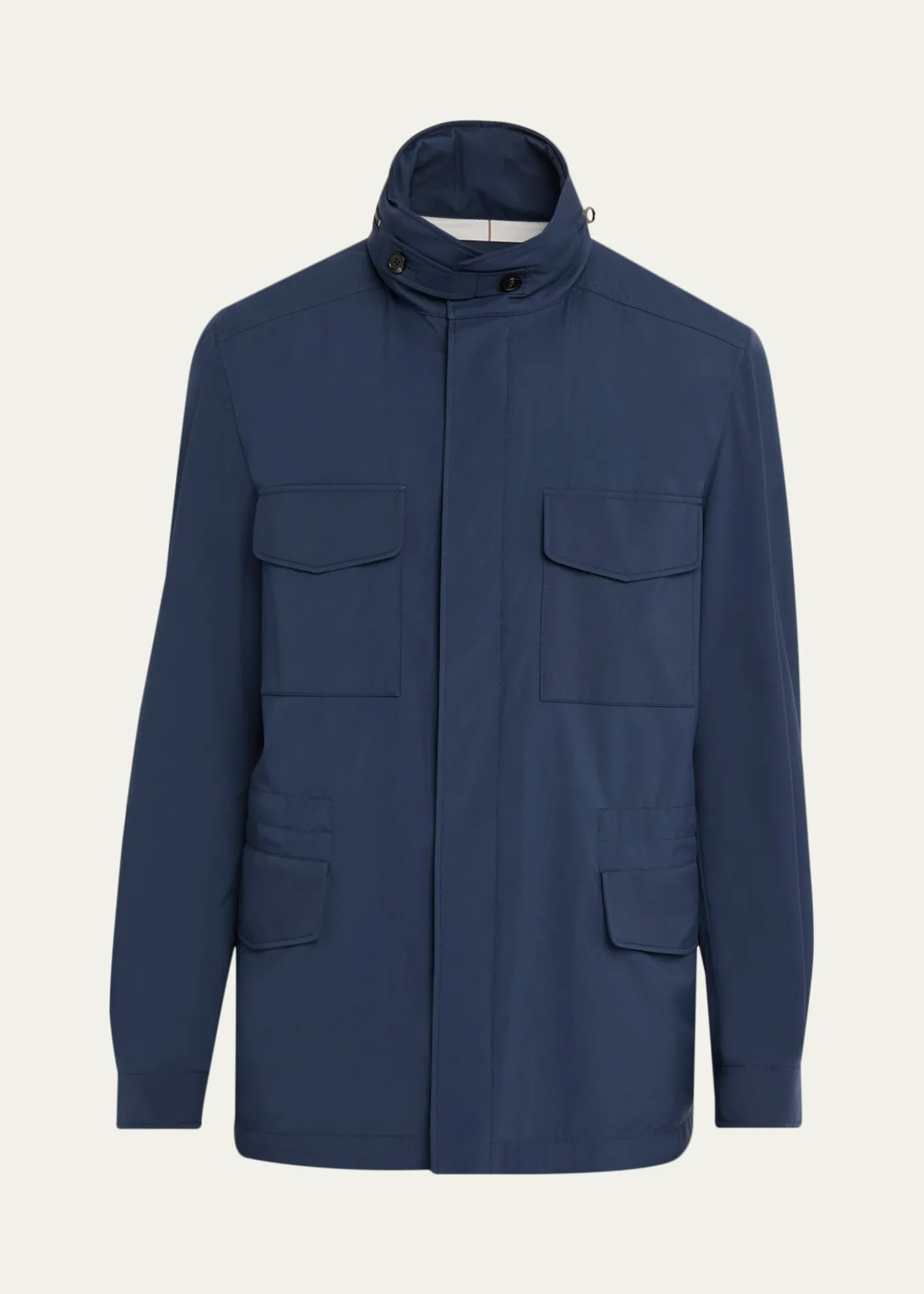 Loro PianaMen's Traveller Storm System Microfiber Field Jacket with Hood