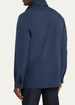 Loro PianaMen's Traveller Storm System Microfiber Field Jacket with Hood