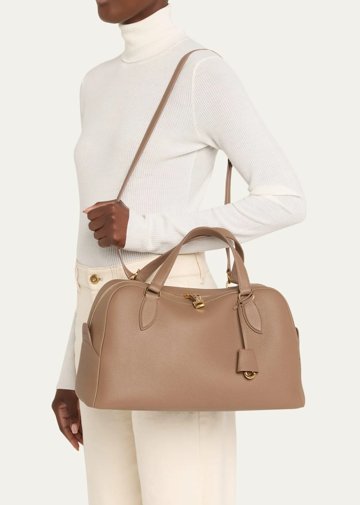 Loro PianaNeedle Medium Fine Grain Leather Shoulder Bag