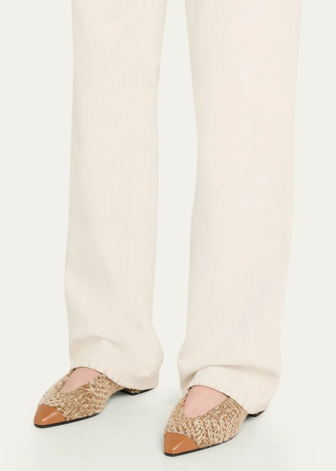 Loro PianaRebecca Tweed Cap-Toe Ballerina Flats
