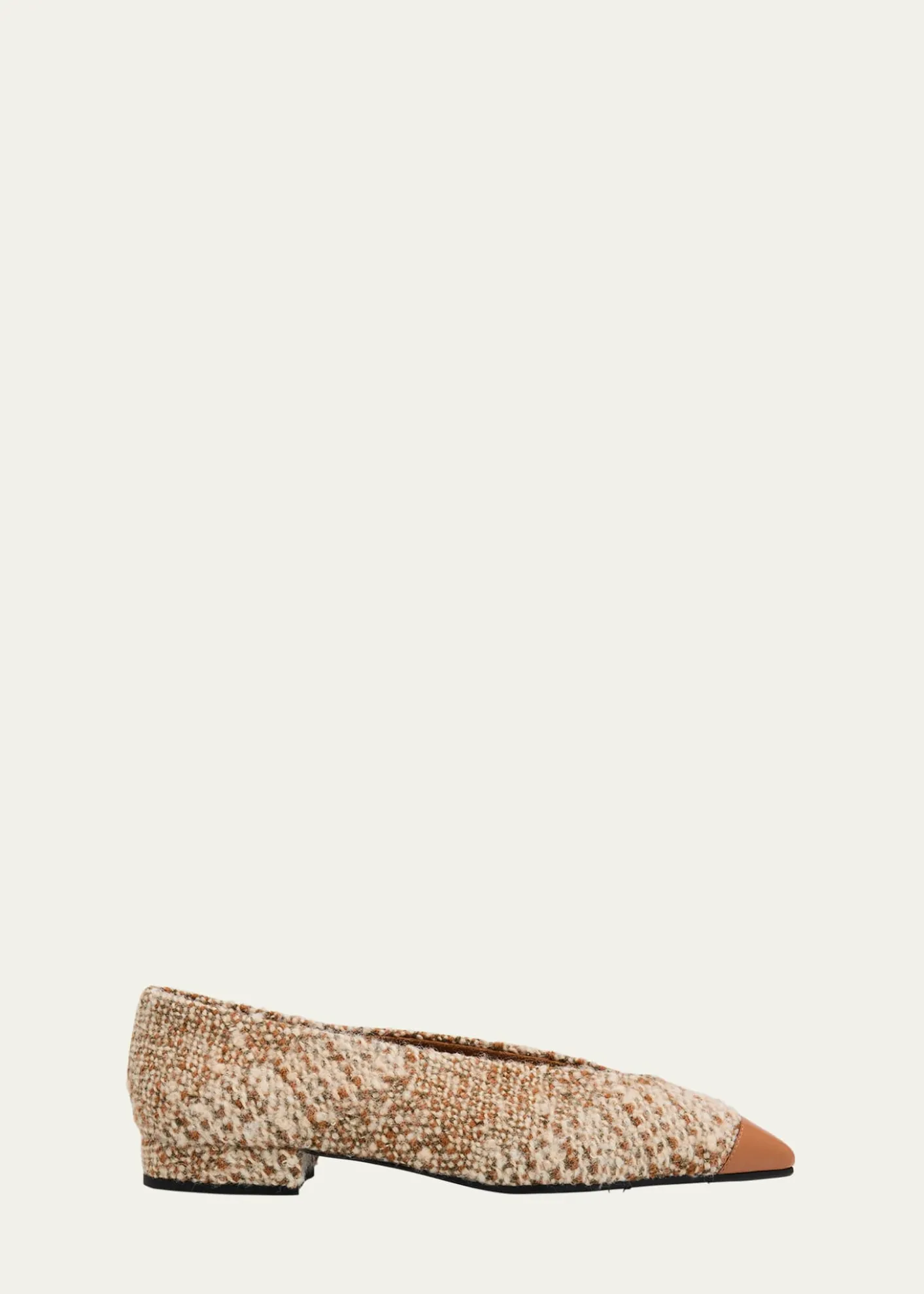 Loro PianaRebecca Tweed Cap-Toe Ballerina Flats
