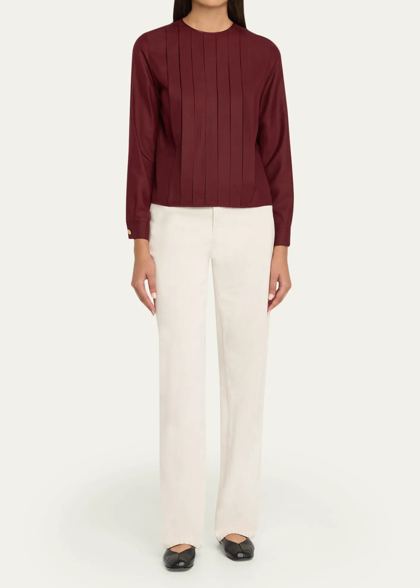 Loro PianaRossana Pleated Light Shantung Silk Shirt