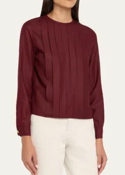 Loro PianaRossana Pleated Light Shantung Silk Shirt