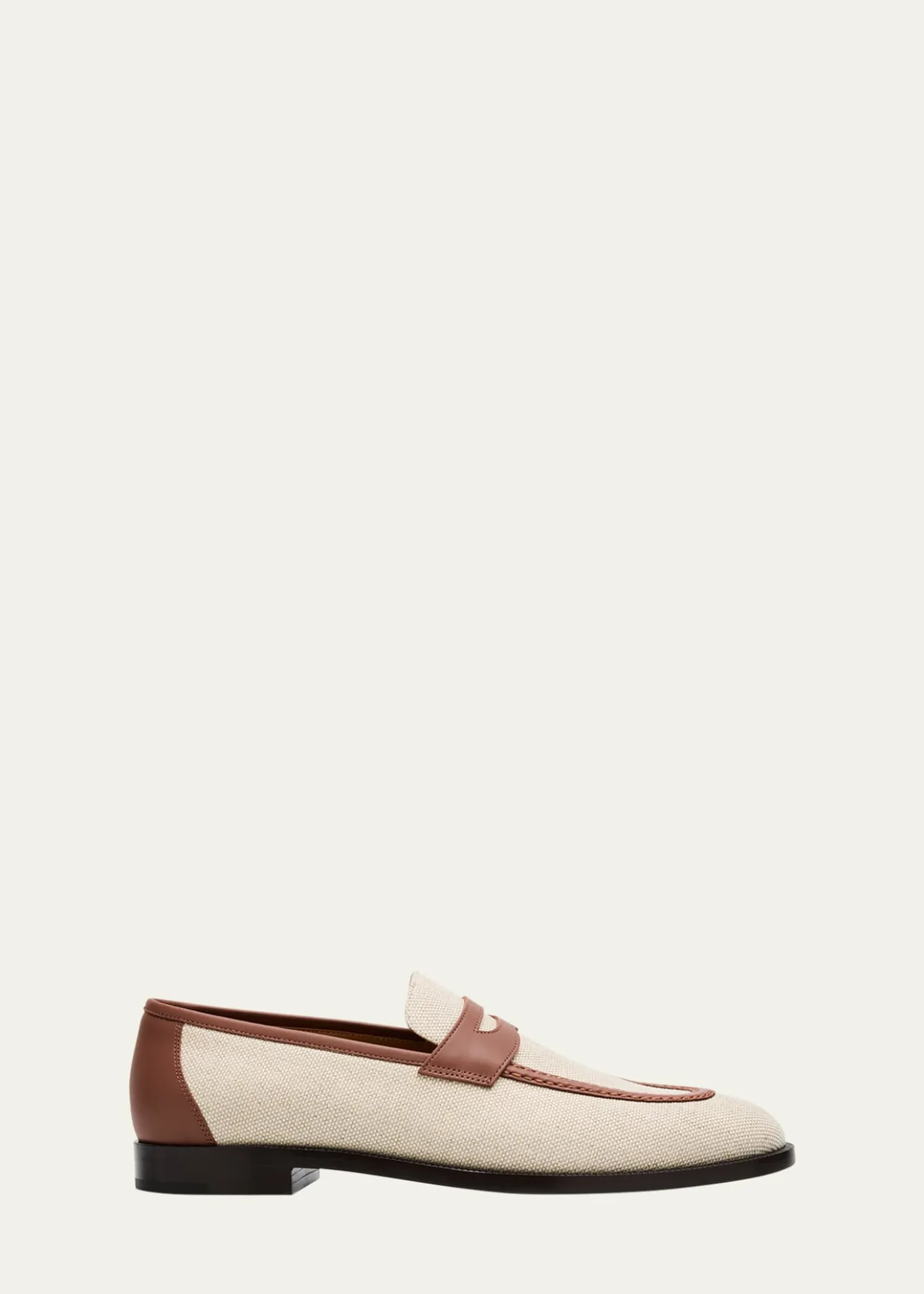 Loro PianaSergio Natural Leather-Trim Loafers