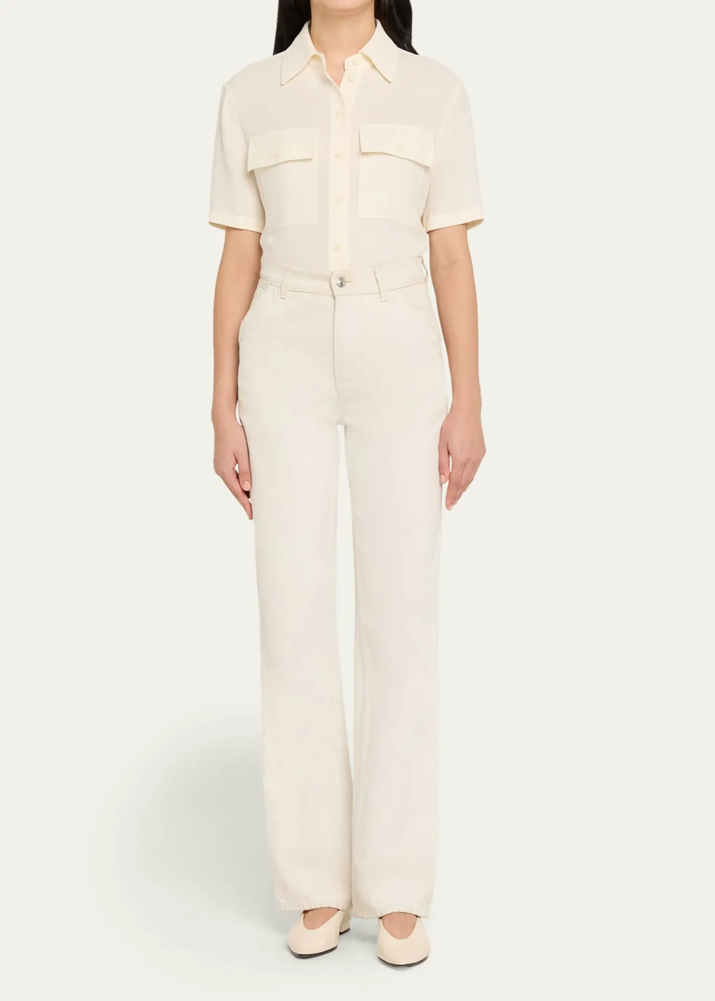 Loro PianaShirley Short-Sleeve Light Linen Crepe Shirt