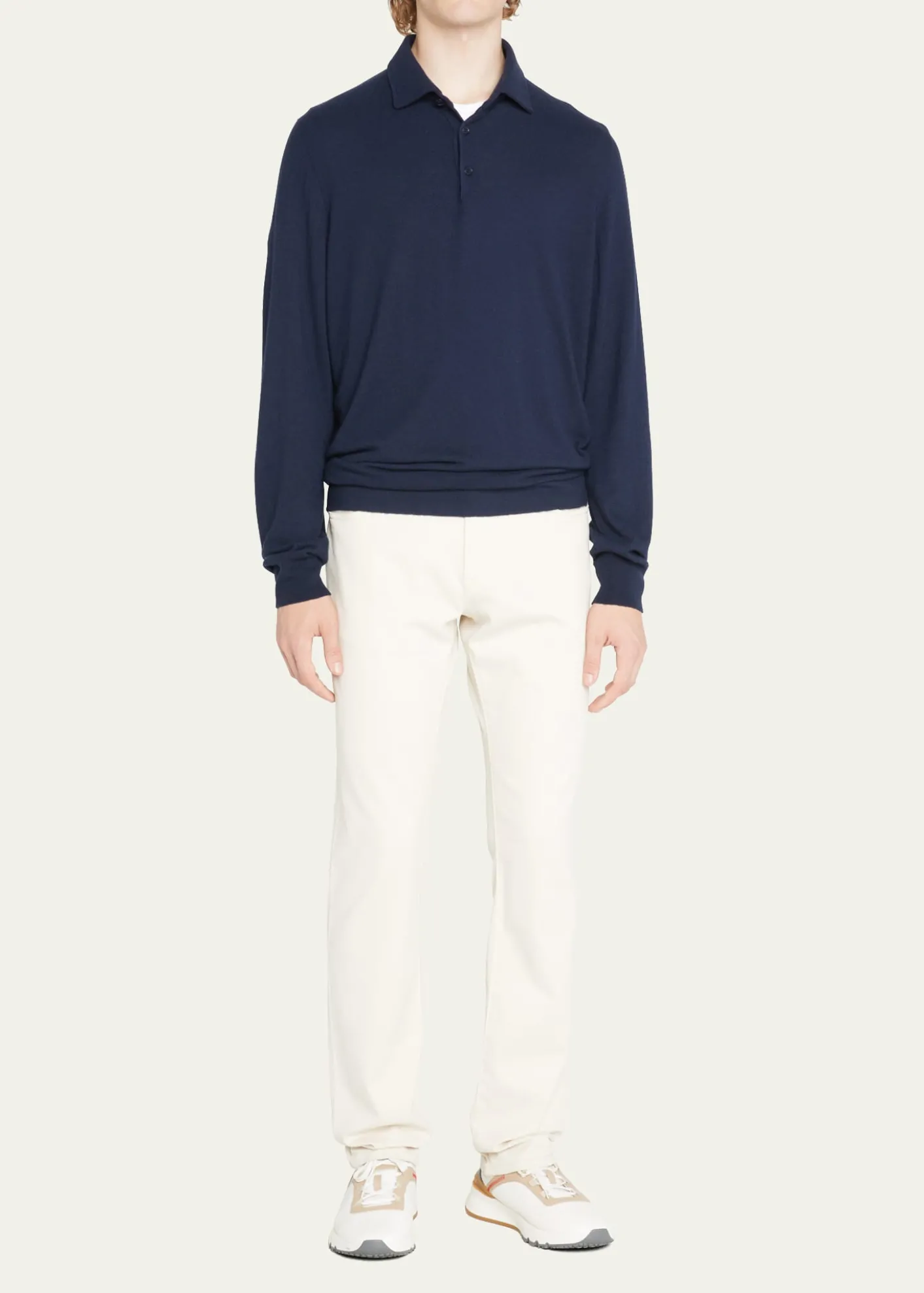 Loro PianaSuperlight Baby Cashmere Long-Sleeve Polo Shirt, Susina
