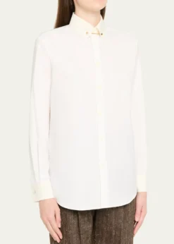 Loro PianaThea Collar-Pin Oxford Shirt