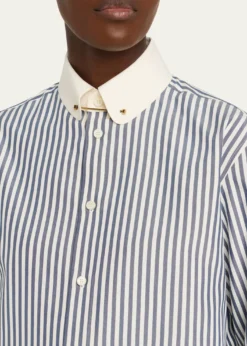 Loro PianaThea Collar-Pin Striped Silk Button-Down Shirt