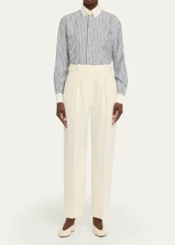 Loro PianaThea Collar-Pin Striped Silk Button-Down Shirt