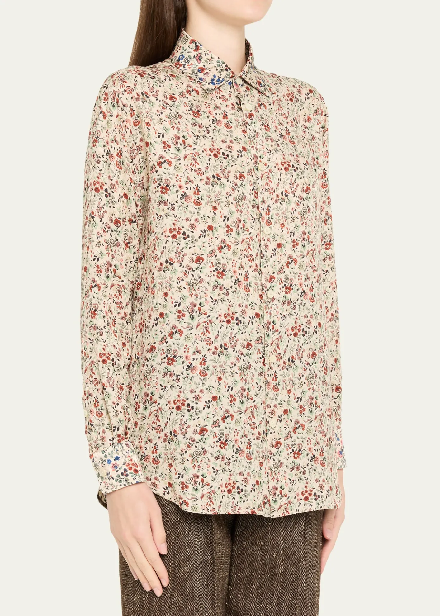 Loro PianaThea Floral-Print Silk Button-Down Shirt
