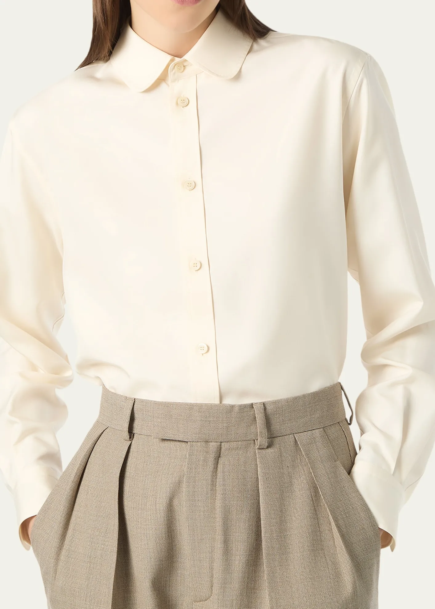 Loro PianaThea Penny-Collar Silk Button-Down Shirt