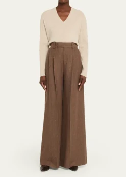 Loro PianaTimon Metallic Pinstriped Wide-Leg Wool-Cashmere Trousers