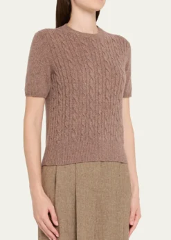 Loro PianaTreccia Cashmere Short-Sleeve Sweater