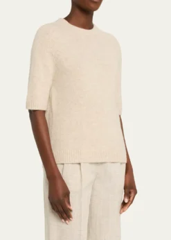 Loulou De SaisonDara Short-Sleeve Cashmere Sweater