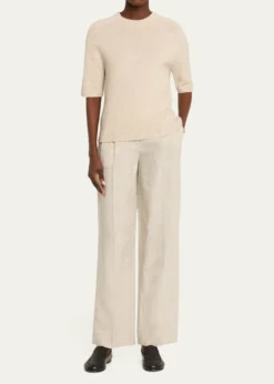 Loulou De SaisonDara Short-Sleeve Cashmere Sweater