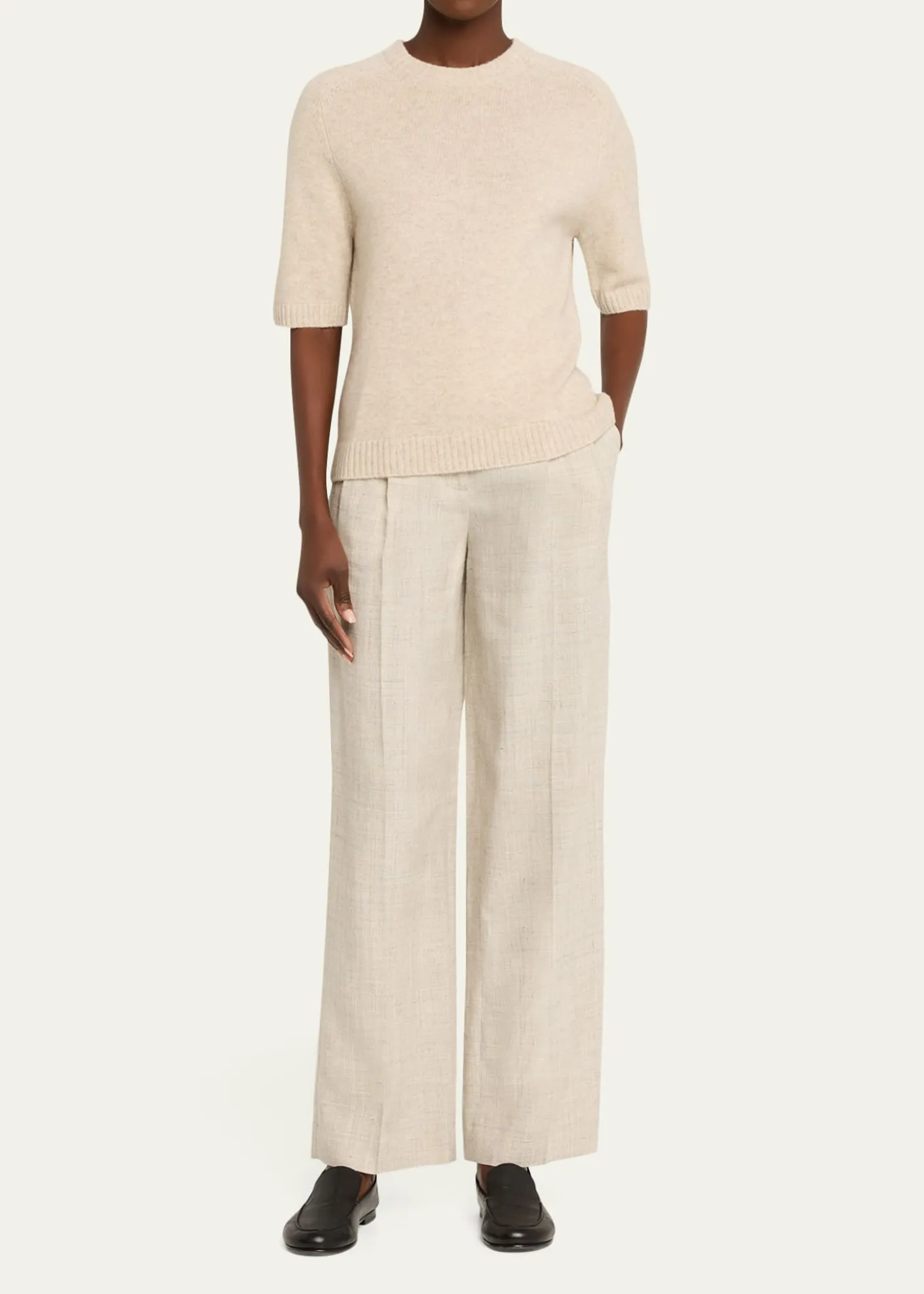Loulou De SaisonDara Short-Sleeve Cashmere Sweater
