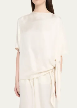 Loulou De SaisonMano Asymmetric Knotted Silk Blouse