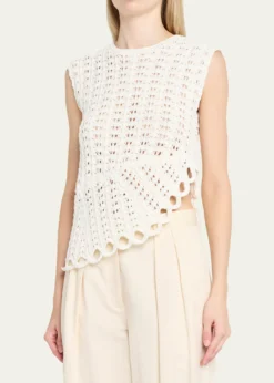 Loulou De SaisonSaez Crochet Asymmetric Sleeveless Top
