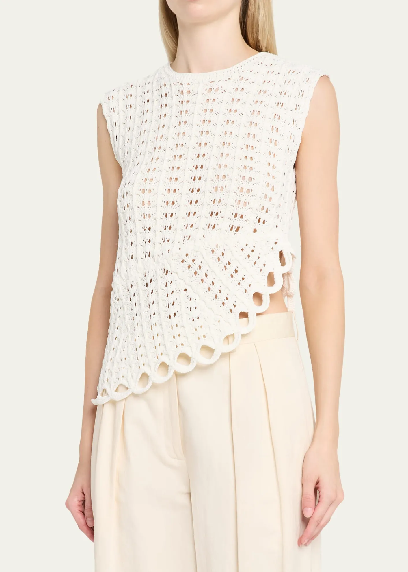 Loulou De SaisonSaez Crochet Asymmetric Sleeveless Top