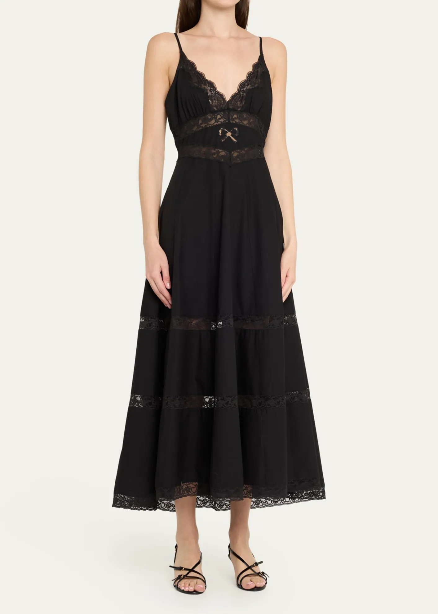 LoveShackFancyCatryn Lace-Trim Midi Dress