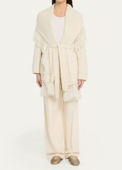 LoveShackFancyDaphira Fringe Alpaca Wrap Cardigan