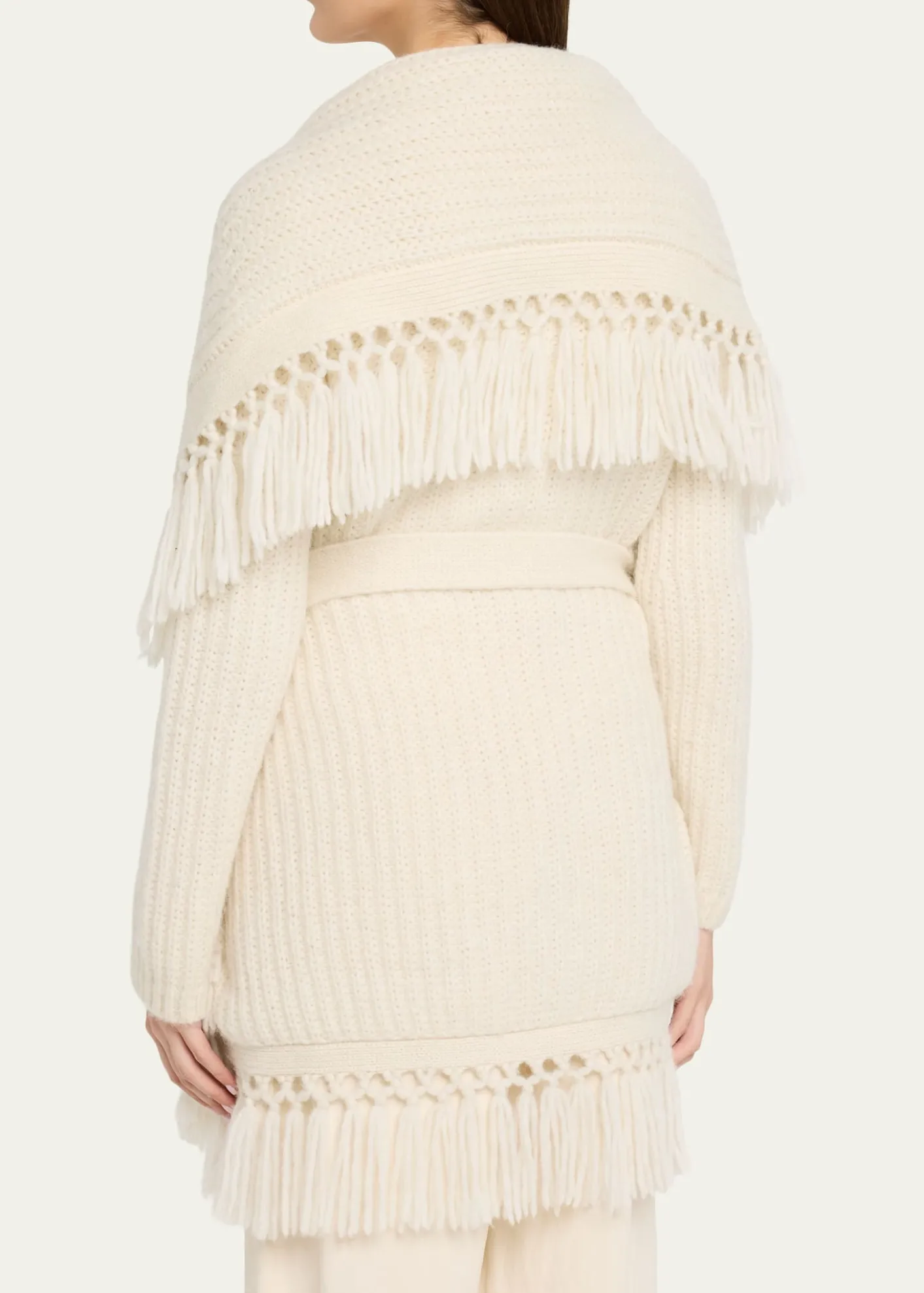 LoveShackFancyDaphira Fringe Alpaca Wrap Cardigan