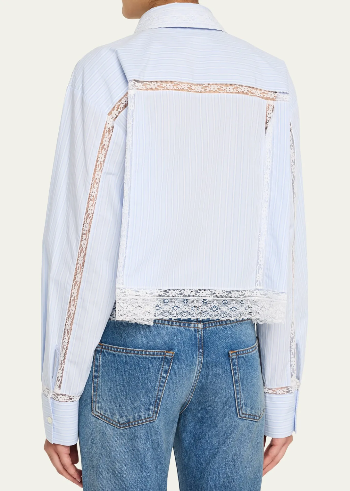 LoveShackFancyDelano Lace-Trim Striped Shirt