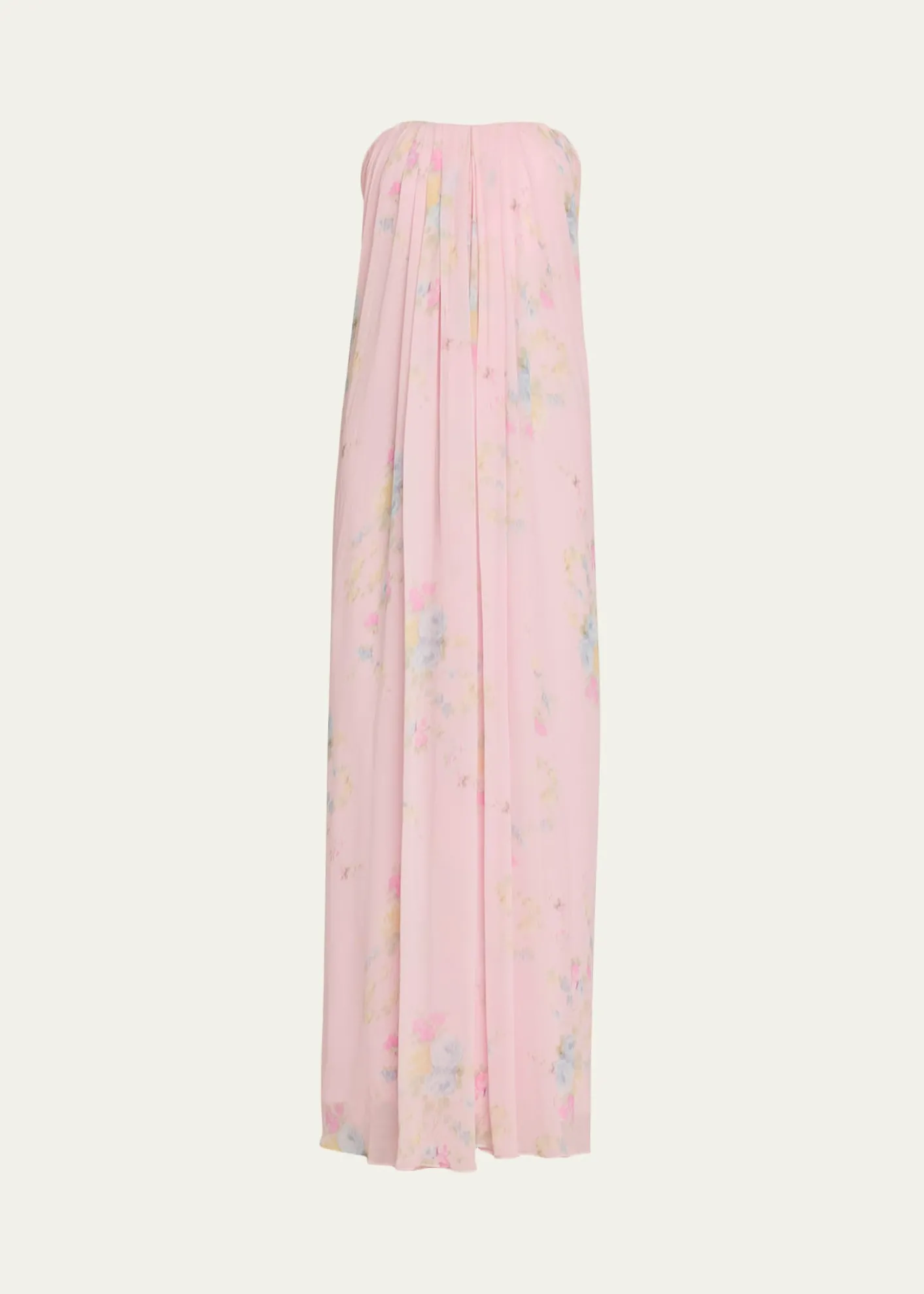 LoveShackFancyEmara Strapless Floral Chiffon Gown