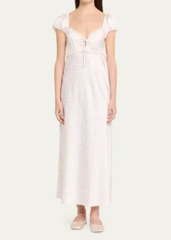 LoveShackFancyEpone Floral Puff-Sleeve Maxi Dress
