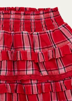 LoveShackFancyGirl's Billie Tiered Tartan Mini Skirt, Size 4-6
