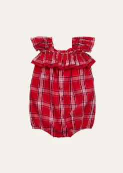 LoveShackFancyGirl's Carlita Tartan Pinafore Romper, Size 0M-18M