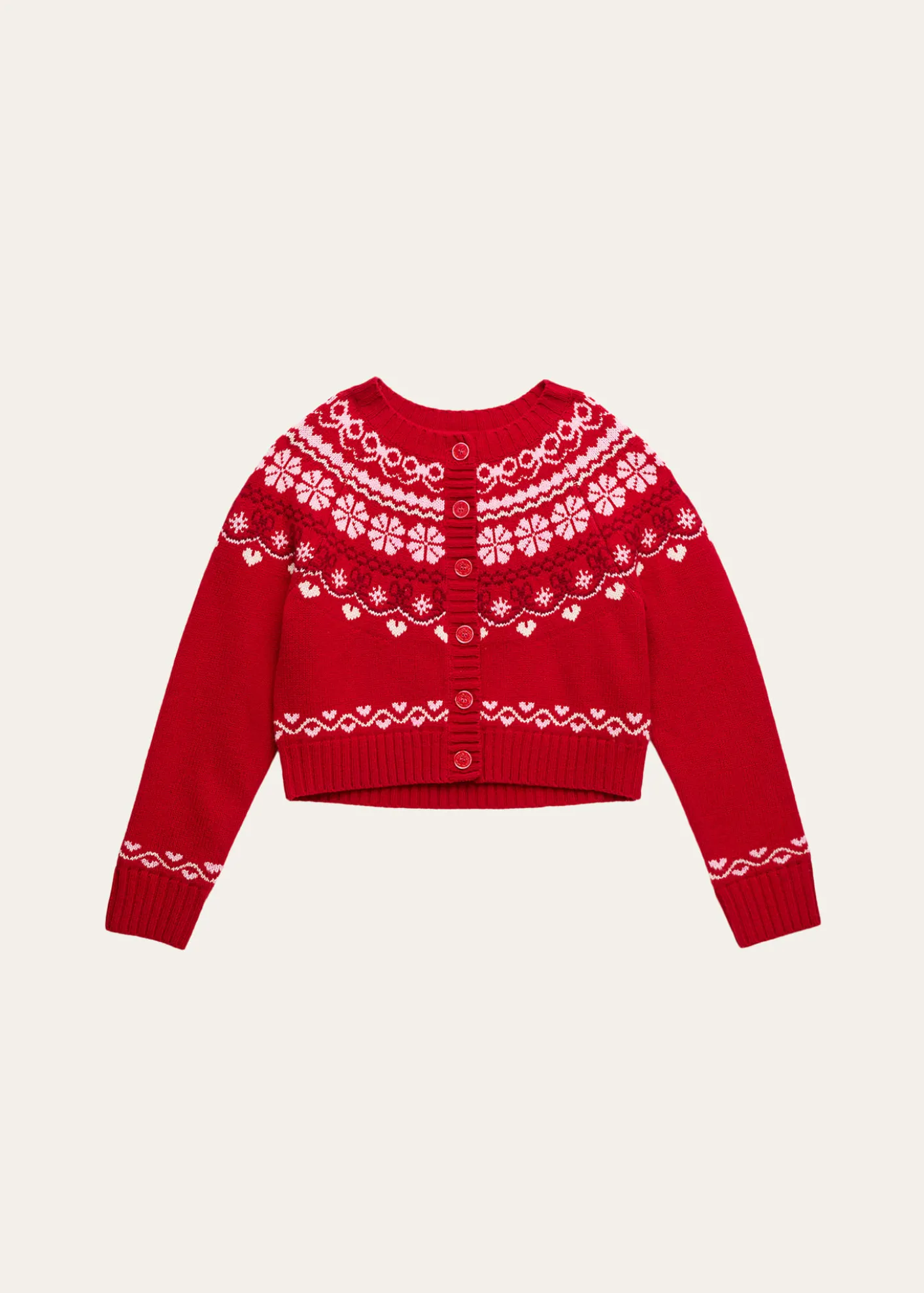 LoveShackFancyGirl's Wrenna Fair Isle Wool Cardigan, Size 2-6
