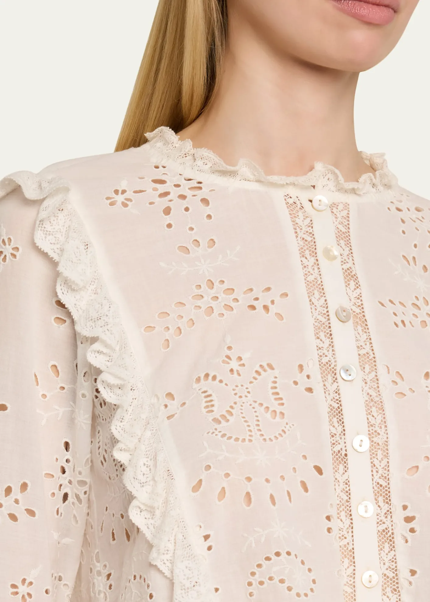 LoveShackFancyHawthorn Eyelet-Embroidered Top