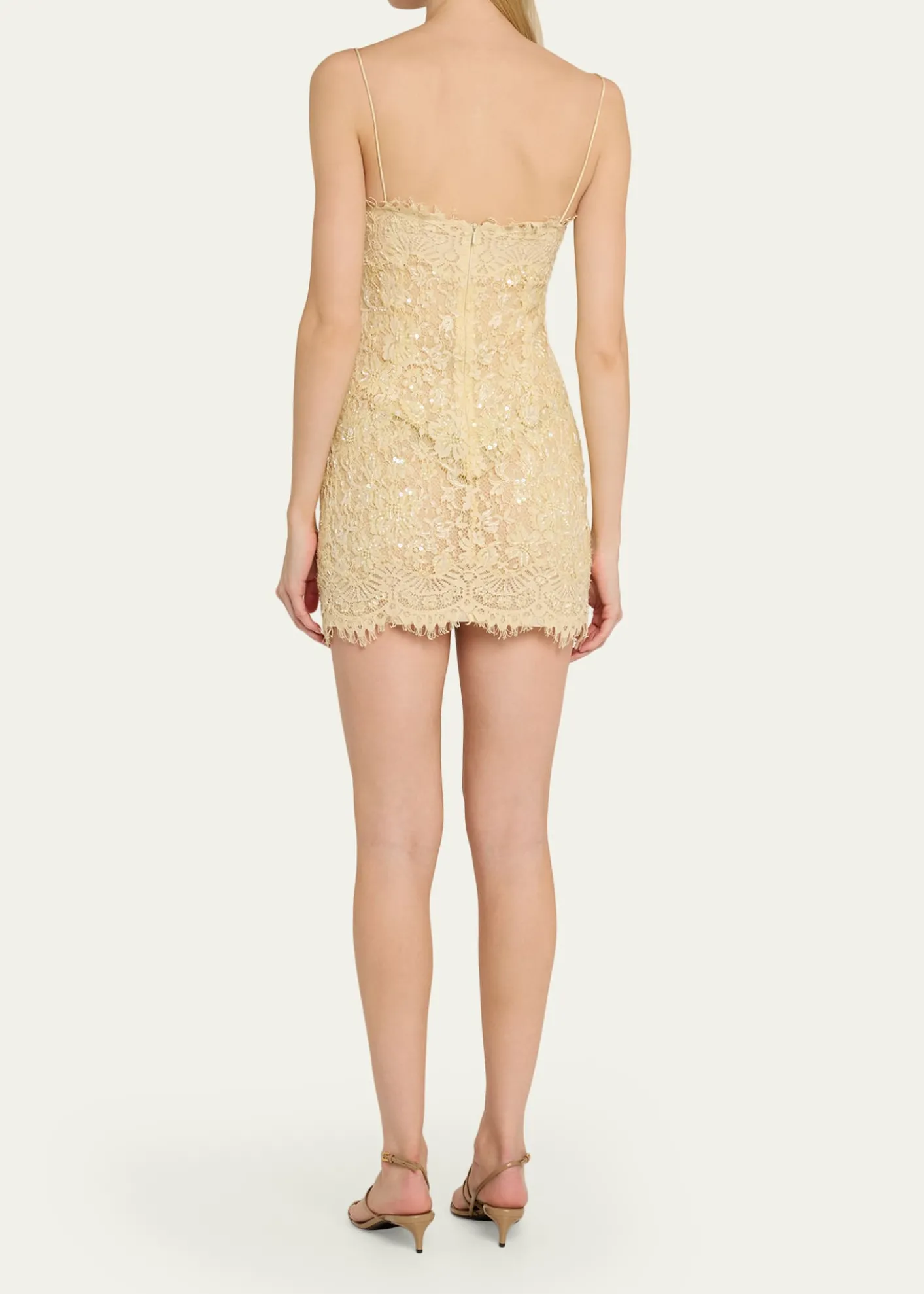 LoveShackFancyJetta Sequined Floral Lace Mini Dress