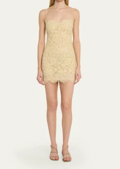 LoveShackFancyJetta Sequined Floral Lace Mini Dress