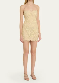 LoveShackFancyJetta Sequined Floral Lace Mini Dress
