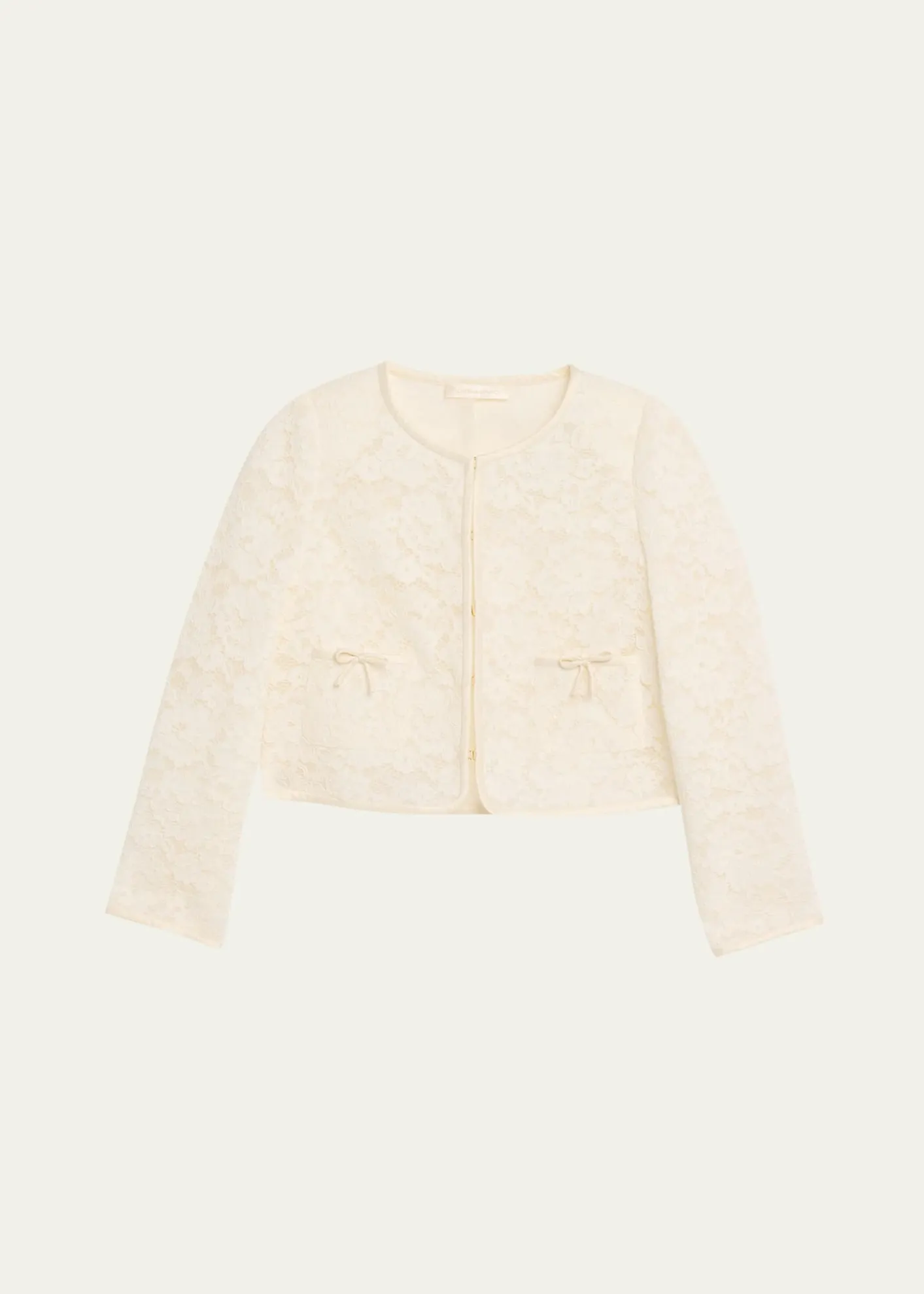 LoveShackFancyJunetta Floral Lace Cropped Jacket