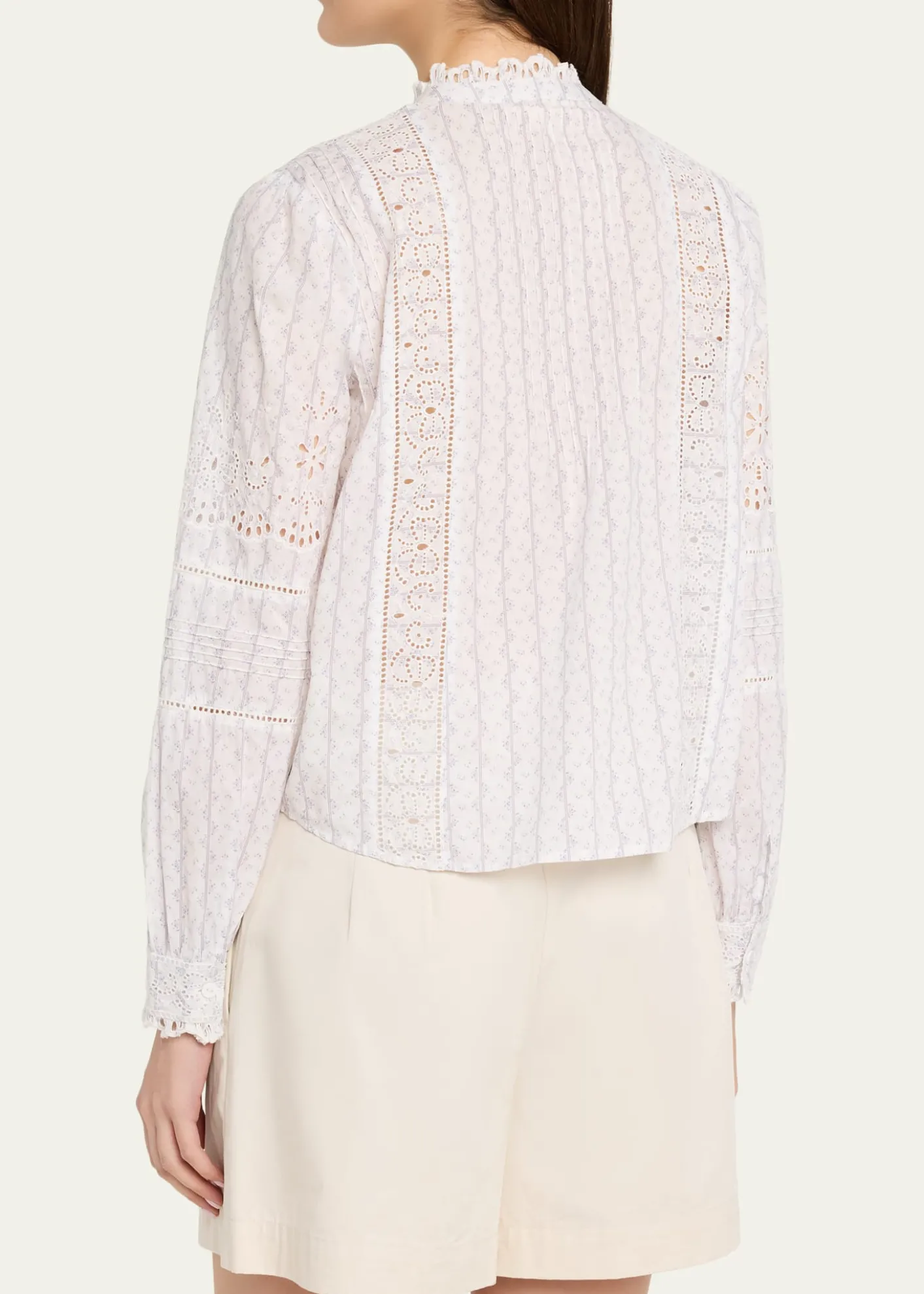 LoveShackFancyLal Embroidered Button-Front Top
