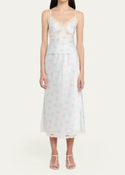 LoveShackFancyLamora Floral Satin Tank Top