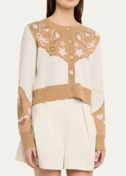 LoveShackFancyLeyah Wool-Blend Saddle Up Cardigan