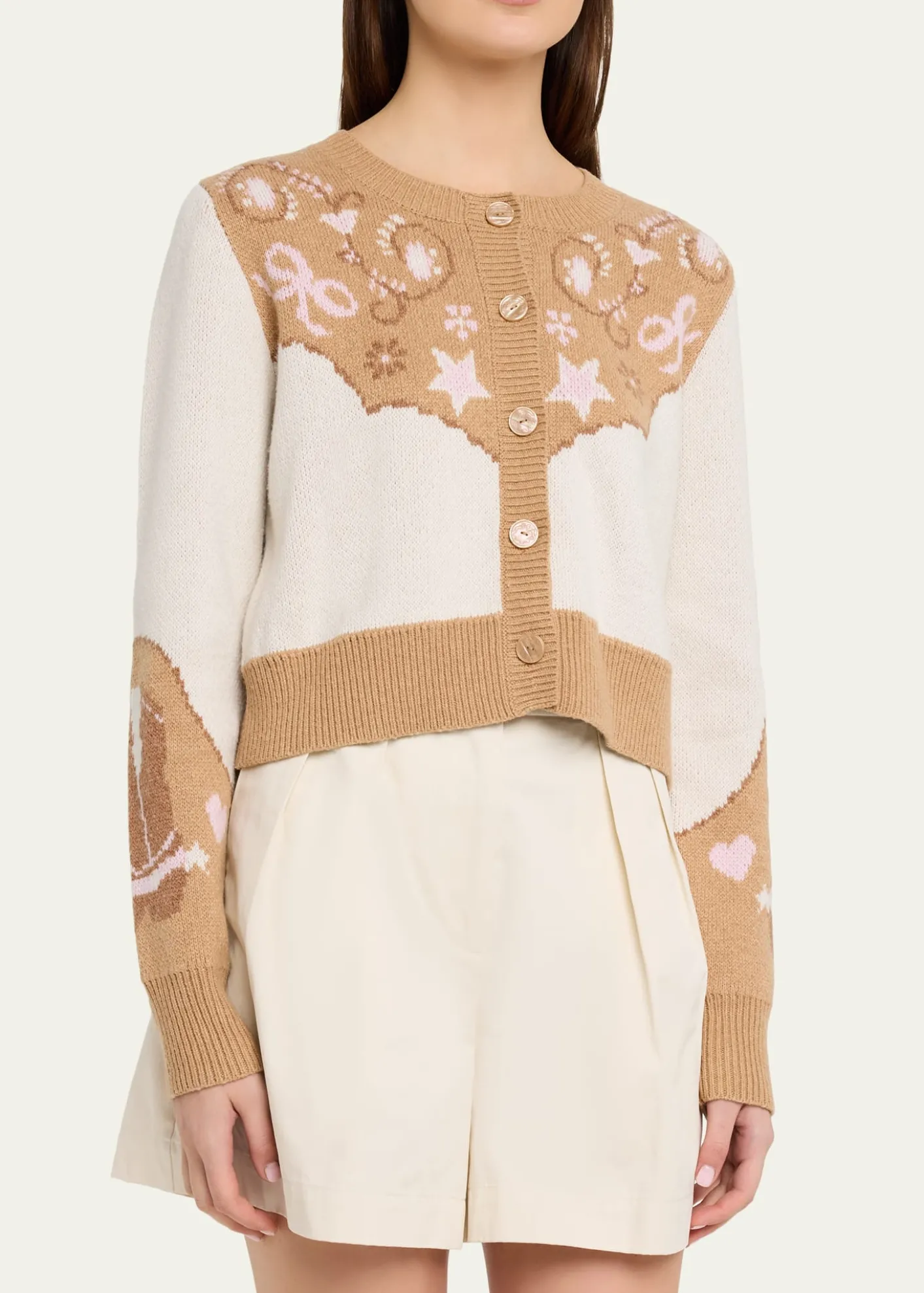 LoveShackFancyLeyah Wool-Blend Saddle Up Cardigan