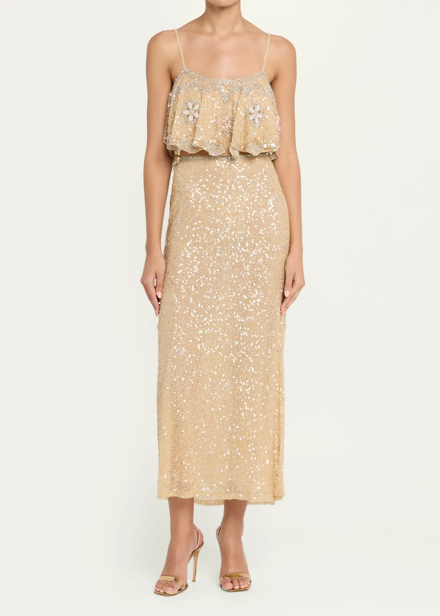LoveShackFancyLyndy Embellished Midi Skirt