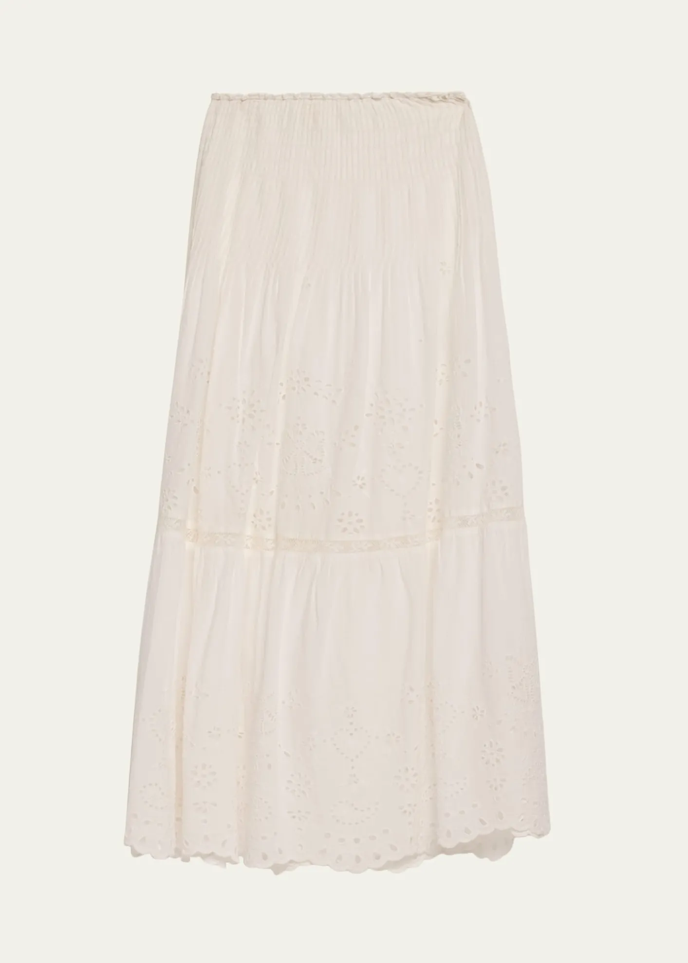 LoveShackFancyMallow Embroidered Cotton Midi Skirt