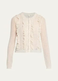 LoveShackFancyMelisse Eyelet Ruffle Cardigan