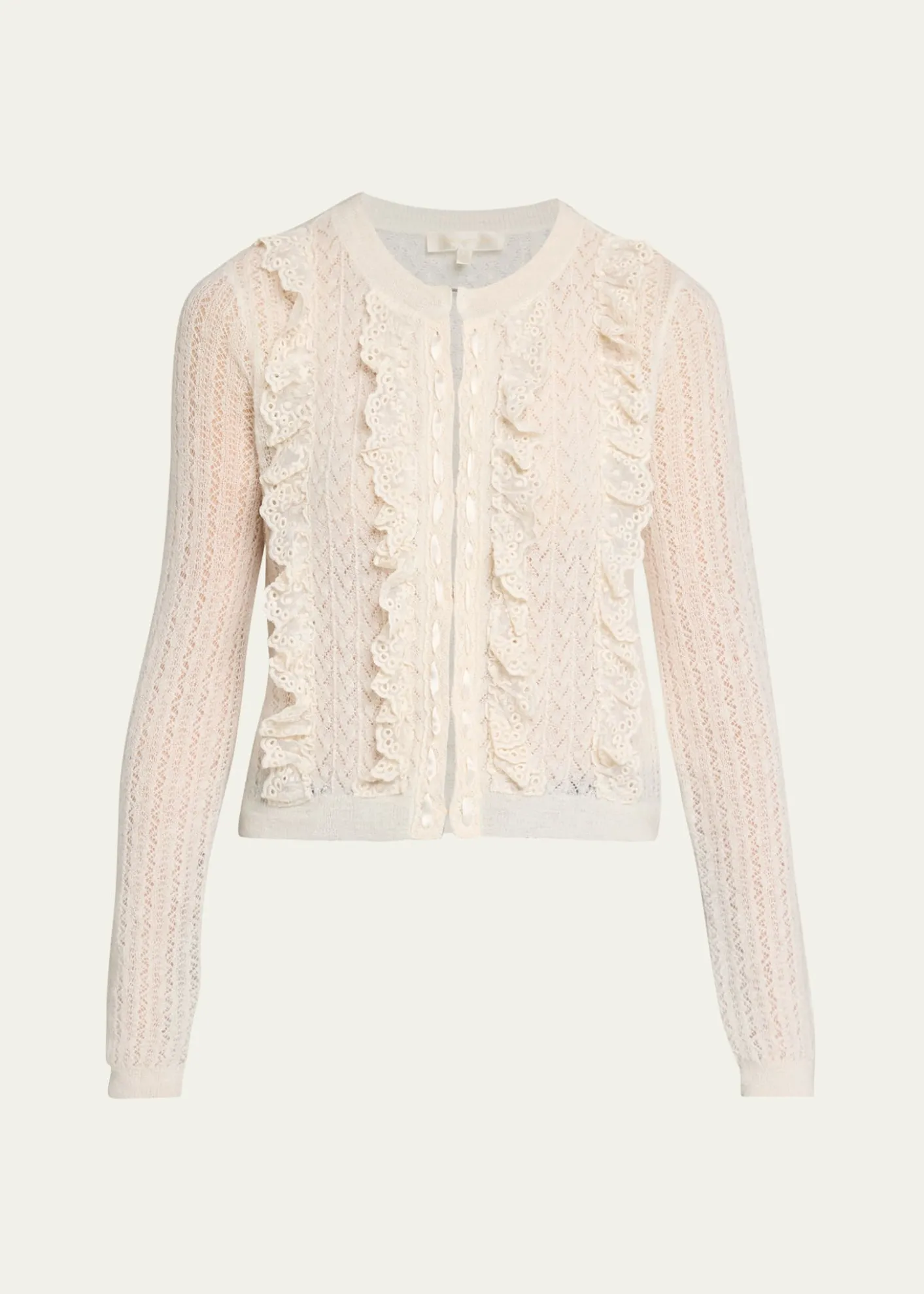 LoveShackFancyMelisse Eyelet Ruffle Cardigan
