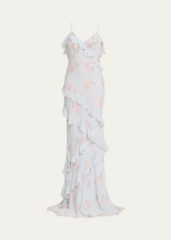 LoveShackFancyRialto Asymmetric Ruffle Maxi Dress