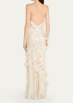 LoveShackFancyRialto Asymmetric Ruffle Maxi Dress