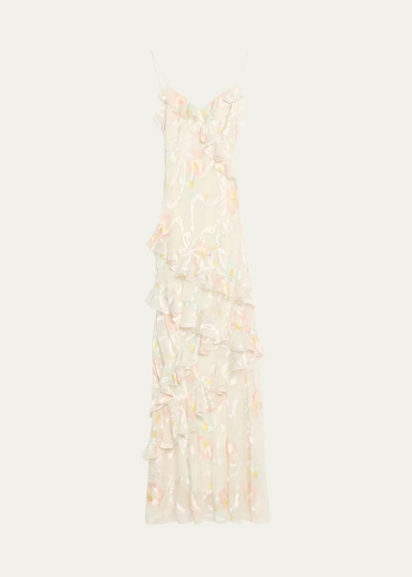 LoveShackFancyRialto Asymmetric Ruffle Maxi Dress
