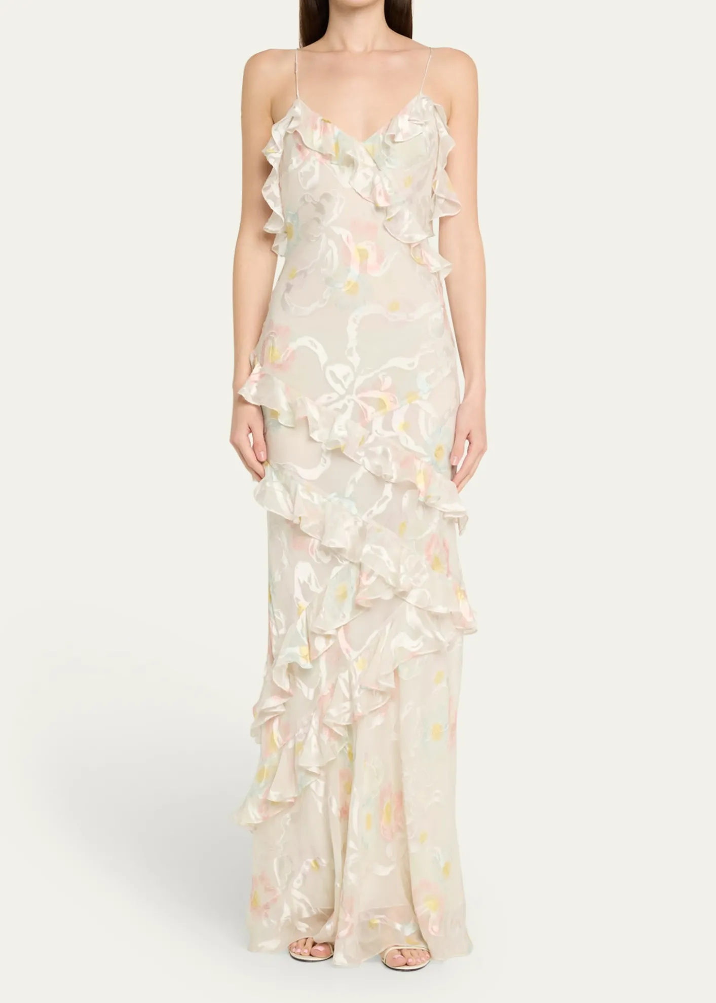 LoveShackFancyRialto Asymmetric Ruffle Maxi Dress