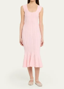 LoveShackFancyTayleen Stretch Pointelle Midi Dress